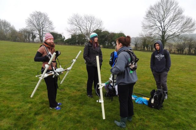 Figure 1: Shows the fluxgate gradiometer being used during the spring survey season by the University of Southampton.
