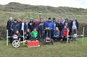 Some of the staff and students from the Department of Archaeology working at Basing House in April 2013